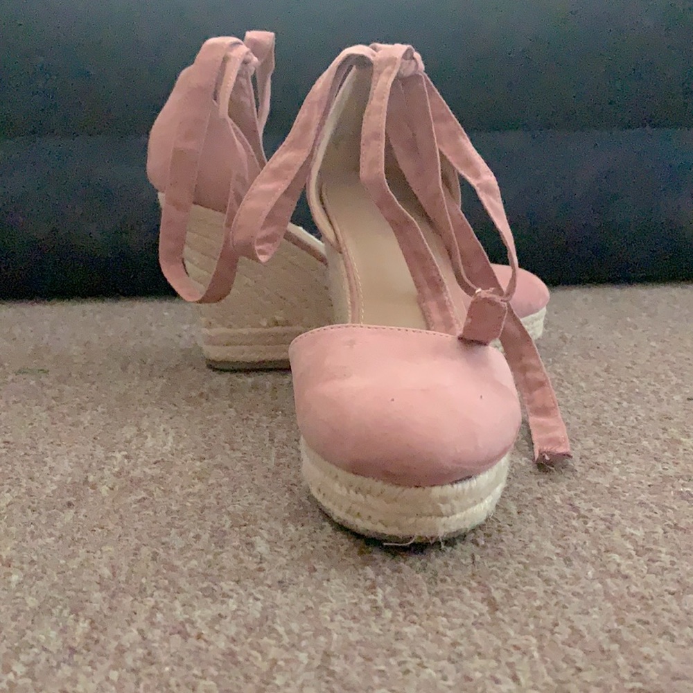 Wedge heel blush pink